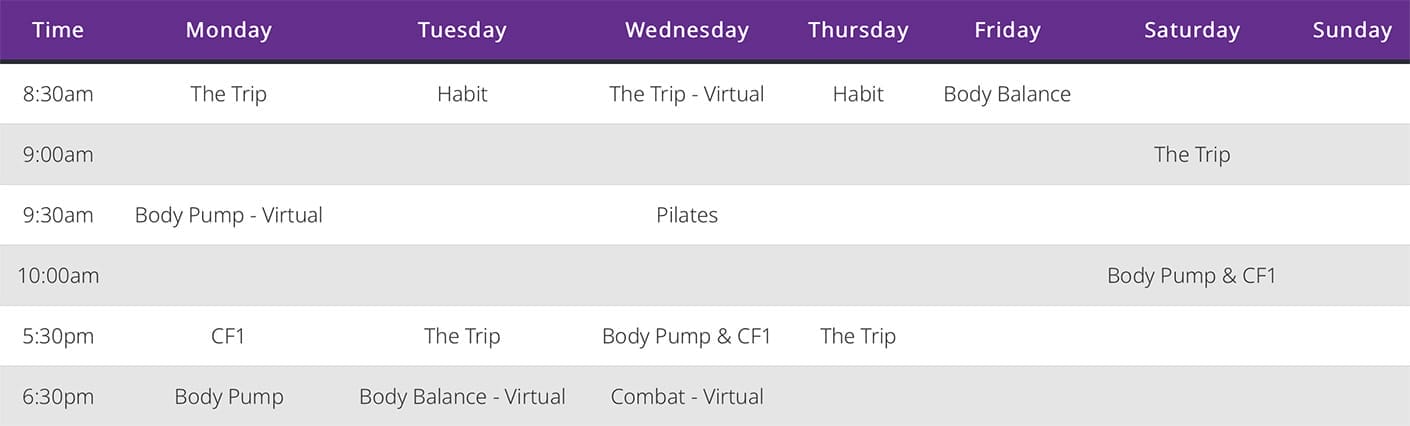 Crush NTX Fitness schedule